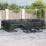 vidaXL Set de canapele pentru grădină cu pernă 11 pcs Negru Aluminiu