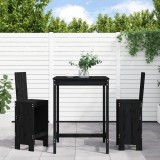 VidaXL Set bar de grădină, 3 piese, negru, lemn masiv de pin