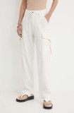G-Star pantaloni femei, culoarea bej, drept, high waist, D24598-D454
