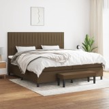 VidaXL Pat box spring cu saltea, maro &icirc;nchis, 200x200 cm, textil