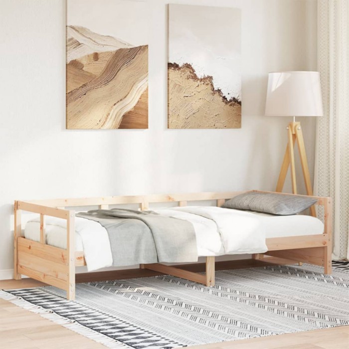 vidaXL Pat de zi, natural, 90x190 cm, lemn masiv de pin 854964