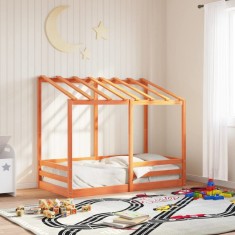 Gossi acoperis pat de copii, maro ceruit, 80x160 cm, lemn masiv pin