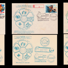 1989 Set 3 plicuri + 3 cartoane Ziua Mediului Inconjurator stampile Piatra Neamt