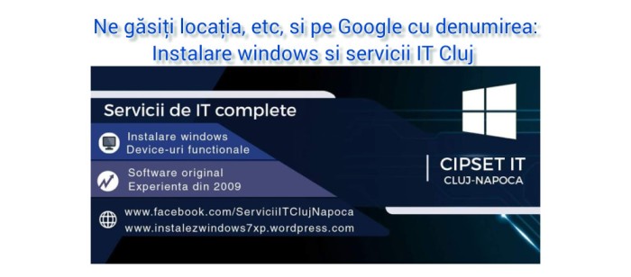 Instalare windows si servicii IT Cluj