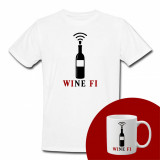 &quot;WIne FI&quot; Set Personalizat &ndash; Tricou + Cană Alb S