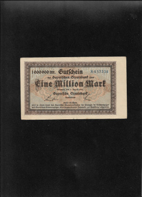 Rar! Germania 1000000 (1 milion) mark marci Munchen Staatsbank 1923 seria637338 foto