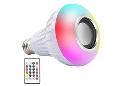 Bec LED multicolor, difuzor Bluetooth, telecomandă foto