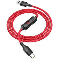 Cablu Date si Incarcare USB la USB Type-C HOCO Timing S13, 1.2 m, Rosu