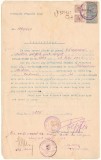 Romania 1923 Cluj document rar cu două timbre fiscale maghiare de 5 filleri cu supratipar local manual &rdquo;Lei&rdquo;