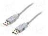 Cablu din ambele par&amp;#355;i, USB A mufa, USB 2.0, lungime 1m, gri, BQ CABLE - CAB-USBAA/1
