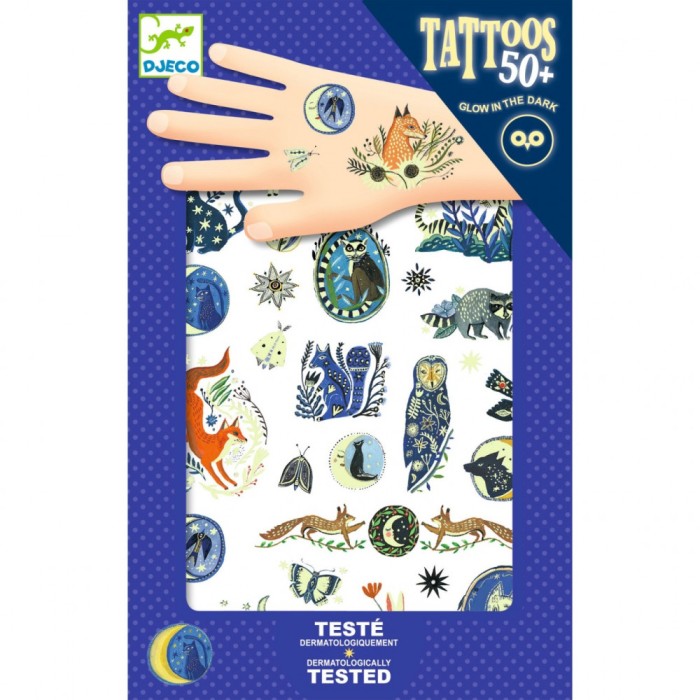 Tatuaje temporare fosforescente Animale nocturne, Djeco