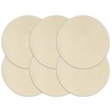 VidaXL Naproane, 6 buc., natural, 38 cm, bumbac, rotund