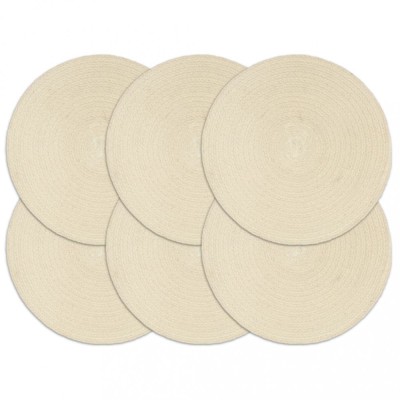 vidaXL Naproane, 6 buc., natural, 38 cm, bumbac, rotund foto