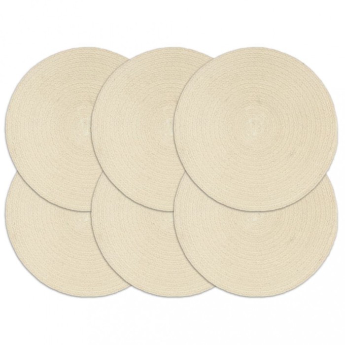 vidaXL Naproane, 6 buc., natural, 38 cm, bumbac, rotund
