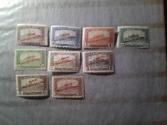Serie Ungaria 1919 - Parlamentul cu supratipar Magyar Tanacskoztarsasag , 9 valori sarniera foto