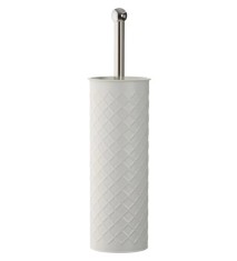 Perie WC cu suport, Metal, Alb, 10x27 cm