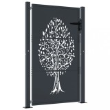 Cumpara ieftin Poarta pentru gradina, antracit, 105x155 cm, otel, design copac