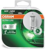 Set 2 Becuri Auto OSRAM H7, 12V, 55W, Ultra Life, Halogen