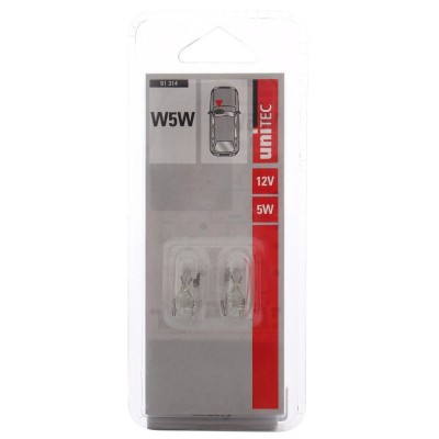 Bec auto pentru pozitie Unitec W5W, 5 W, 12 V, set 2 bucati foto