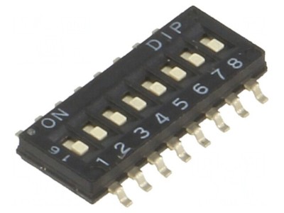 Comutator DIP-SWITCH 8 Secțiuni SMT ON-OFF 0,1A 50VDC foto