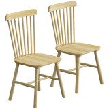 HOMCOM Set 2 scaune dining Scaune bucătărie scaun modern tapițat cu spătar curbat din lemn de cauciuc pentru dining | Aosom Romania