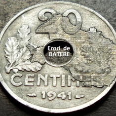 Moneda istorica 20 CENTIMES - FRANTA, anul 1941 *cod 2635 = EROARE DE BATERE