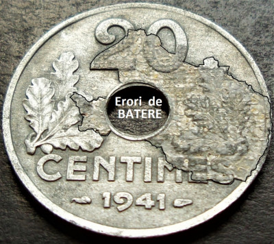 Moneda istorica 20 CENTIMES - FRANTA, anul 1941 *cod 2635 = EROARE DE BATERE foto