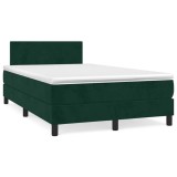 vidaXL Pat box spring cu saltea, verde &icirc;nchis, 120x190 cm, catifea 3269828