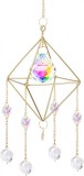 Decoratiune suspendata Glazen, metal/cristal, auriu, 40 cm