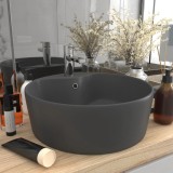 VidaXL Chiuvetă de lux cu preaplin, gri &icirc;nchis mat, 36x13 cm, ceramică