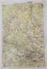 Harta Pitesti Targoviste Campulung, Litografie M.D. Moldoveanu 1936, Policroma, 47x31cm