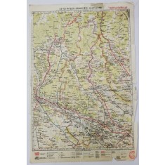 HARTA ZONEI PITESTI - TARGOVISTE - CAMPULUNG , LITOGRAFIE DE M.D. MOLDOVEANU , 1936, POLICROMA