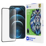 Folie de protectie Ecran Lito D+ Pro Dustproof pentru Apple iPhone 12 Pro Max, Sticla Securizata, Full Glue, Neagra