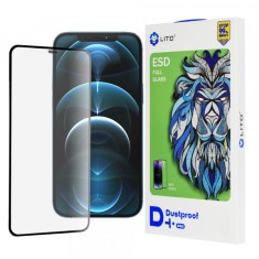 Folie de protectie Ecran Lito D+ Pro Dustproof pentru Apple iPhone 12 Pro Max, Sticla Securizata, Full Glue, Neagra