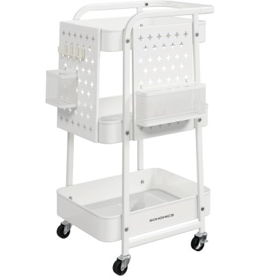 SONGMICS Raft de depozitare mobil tip carucior rulant, pentru baie sau bucatarie, cadru otel, 32x43x74 cm, alb Household NewTrend foto