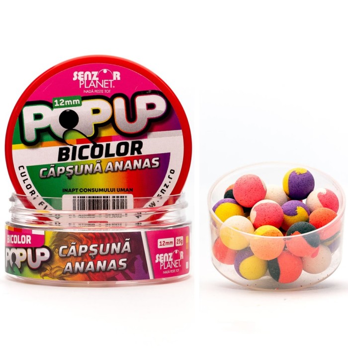Pop Up Bicolor Senzor Planet Capsuna &amp; Ananas, 12mm, 25g