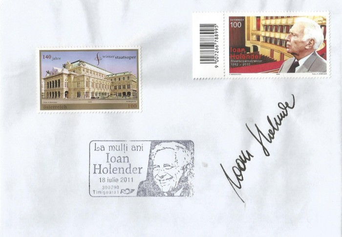 ~Austria/Romania, Ioan Holender, plic cu autograf, 2011, necirculat