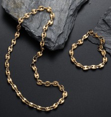 Set Lant Si Bratara Inox Auriu Cod S16D