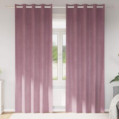 vidaXL Perdele cu perdele 2 pcs Roz &icirc;nchis 140 x 225 cm Catifea