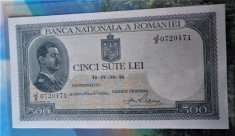 Carol II....500 lei 1936....PERFECT UNC....filigran Traian...RAR in calitate foto