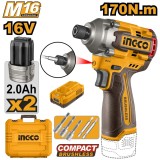 Bormasina cu Impact 16V 170Nm Brushless 0-2700 rpm 0-3500 bpm Prindere Hex 6.35mm LED CIRLI16178 cu 2 Acumulatori 2Ah si Incarcator