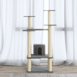 Cumpara ieftin Ansamblu pisici, st&acirc;lpi din funie sisal, gri deschis, 110 cm