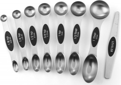 Set de linguri de măsurare magnetice Sing Chef, cu două fețe, din oțel inoxidabi foto