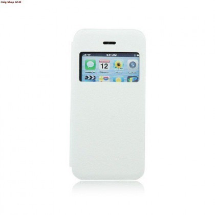 Husa Flip S-View window Samsung Galaxy S5 Mini G800 Alb