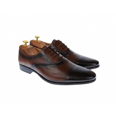 Pantofi barbati eleganti, cu siret, din piele naturala maro - CRISMARO foto