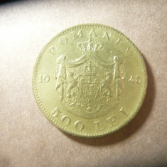 Moneda 500 lei 1945 Rege Mihai I , alama - necirculat
