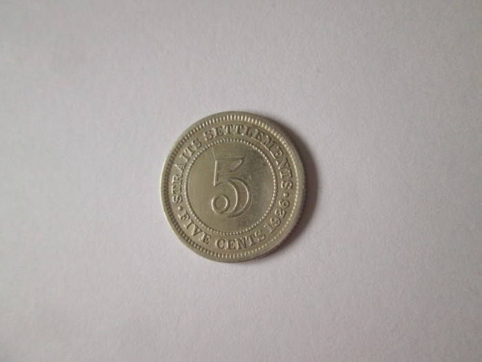 Straits Settlements 5 Cents 1926 argint UNC