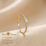Inel Raza de Diamant , model fin cu zirconia, placat cu aur 14K