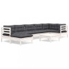 VidaXL Set mobilier de grădină cu perne, 8 piese, alb, lemn masiv pin 3096557