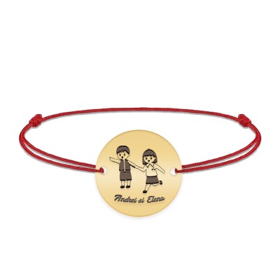 Best Friends- Bratara personalizata snur prieteni din argint 925 placat cu aur galben 24K foto